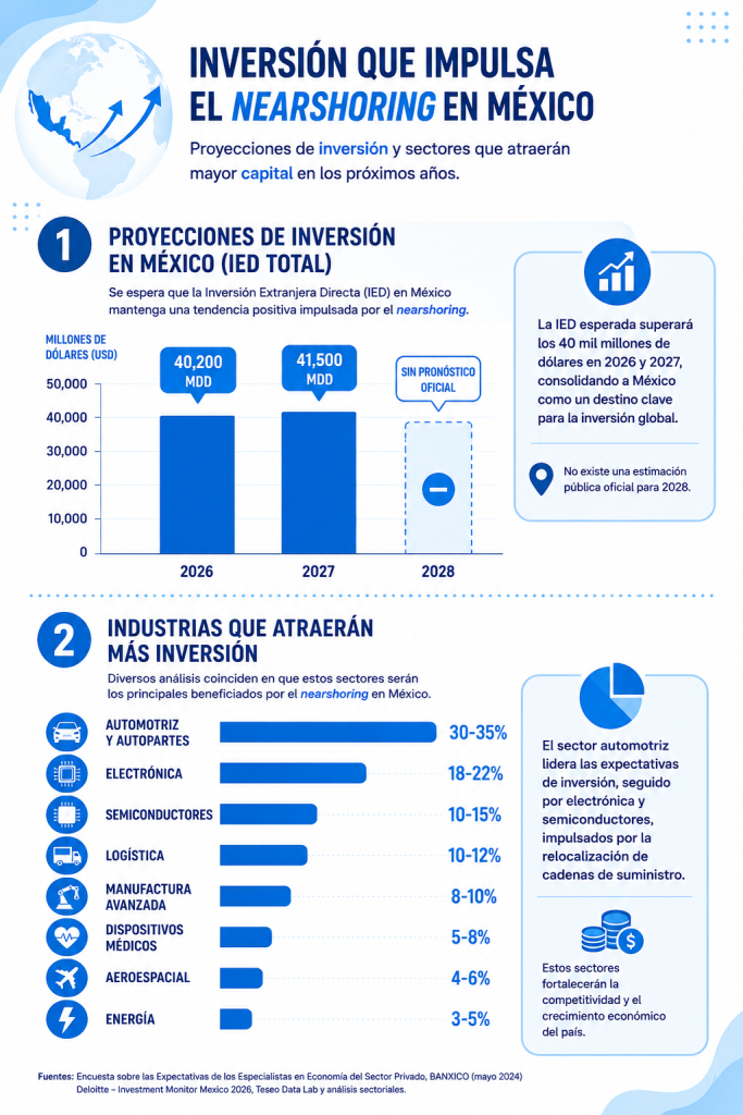 Montos de inversión por el Nearshoring en México